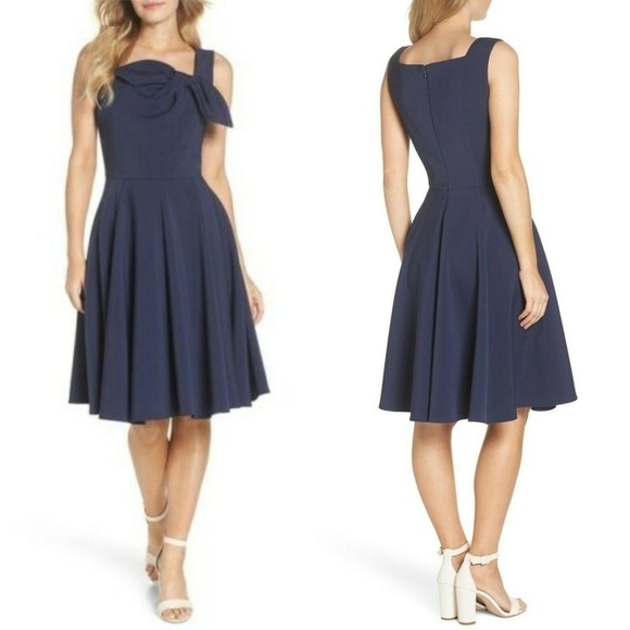 Gal Meets Glam Zoe Bow Neckline Fit & Flare Dress - Picture 1 of 7